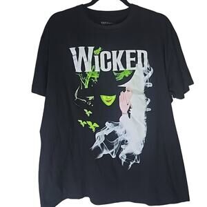 WICKED Movie Musical Broadway T-Shirt Top Womens Large Black Alphaba & Glinda